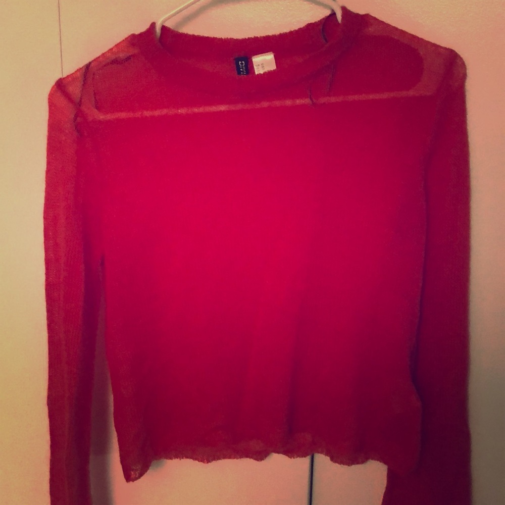 Cropped sheer lightweight sweater